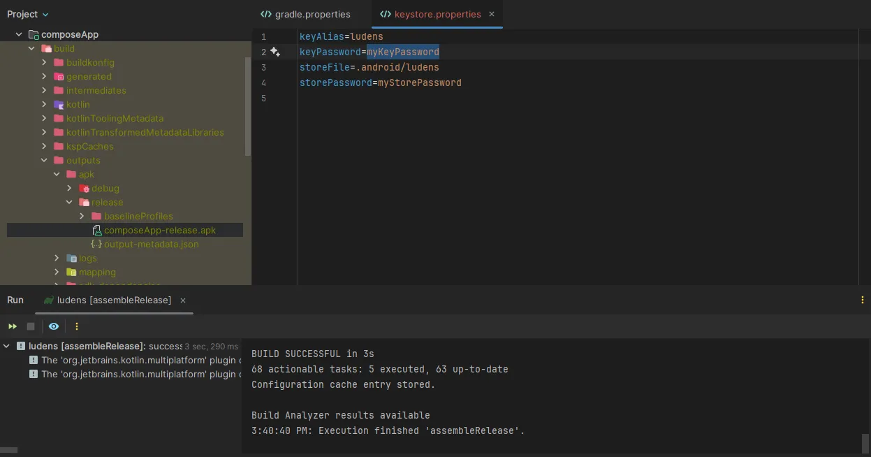 Build result from Gradle.